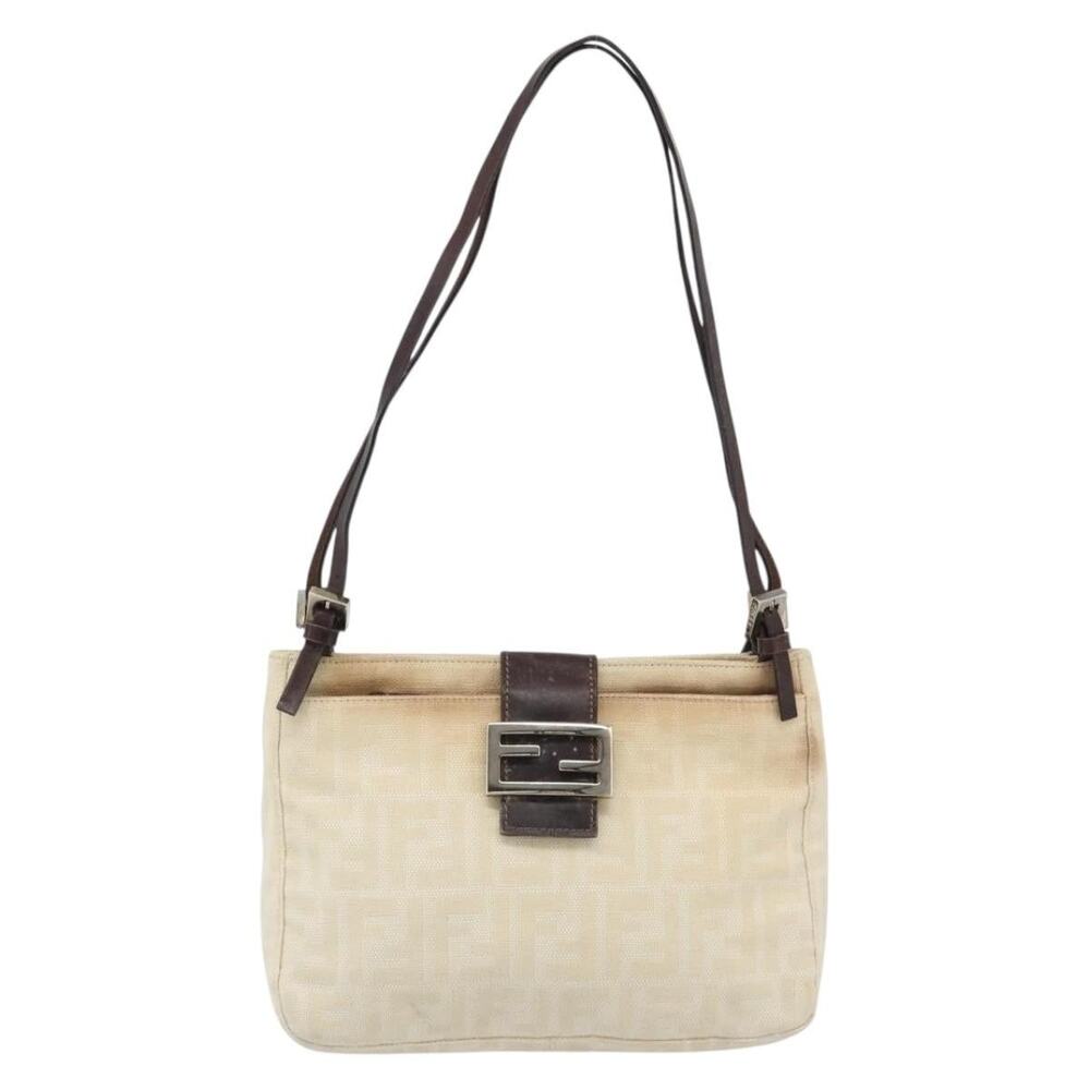 Fendi Zucca Mamma Baguette Shoulder Bag Beige